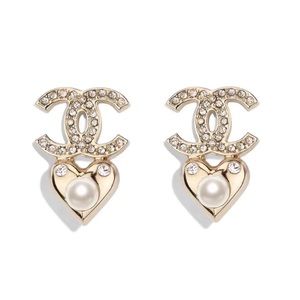AUTHENTIC Chanel CC Earrings w/ Heart Drop